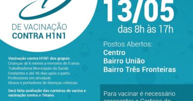 Campanha ocorre das 8h até as 17h, sem parar ao meio dia nos postos do Centro, União e Três Fronteiras